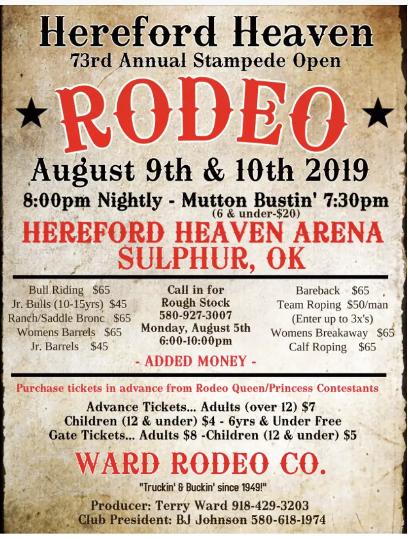 Hereford Heaven Stampede Open Rodeo 2024 Sulphur OK Ward Rodeo Co