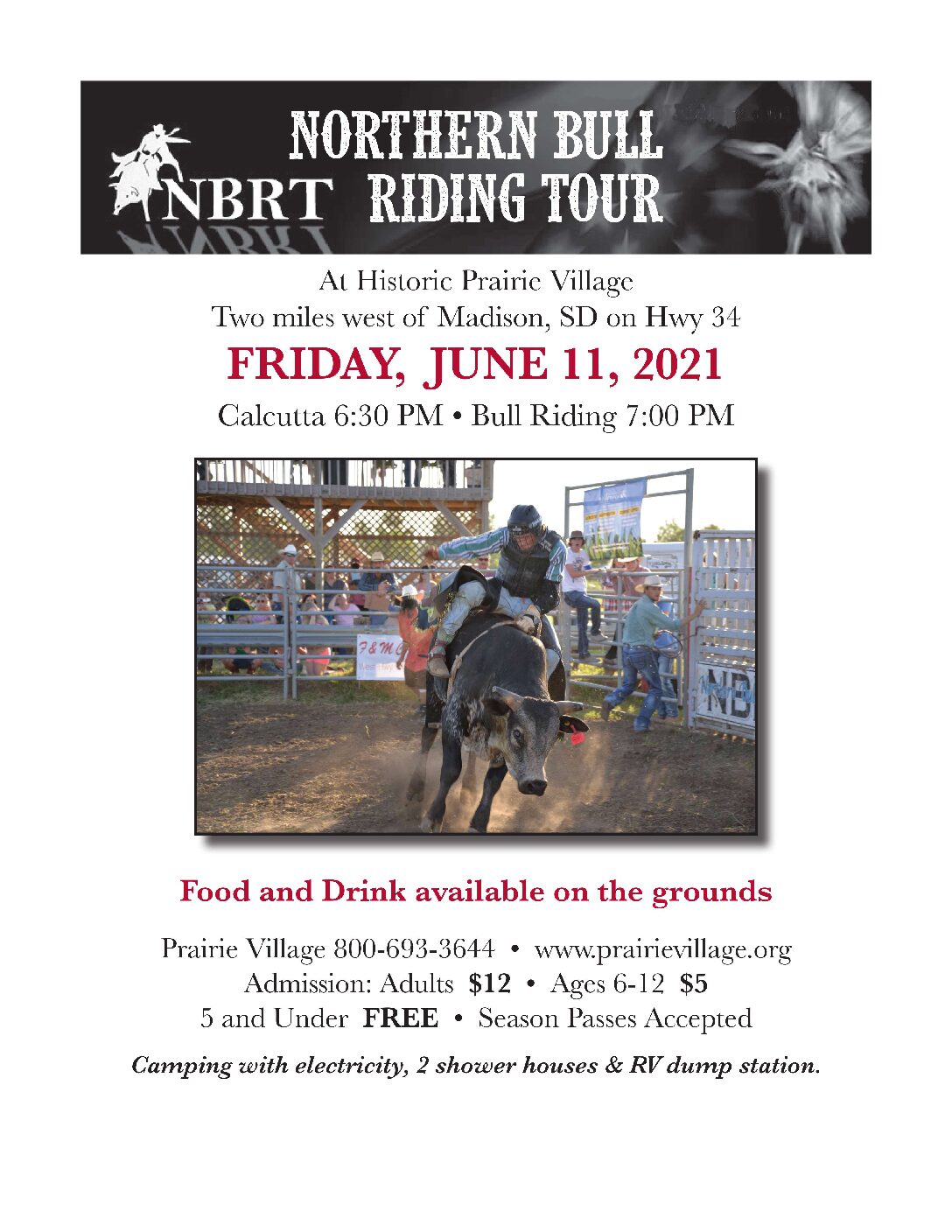 Northern Bull Riding Tour 2024 Madison SD Historic Prairie Village